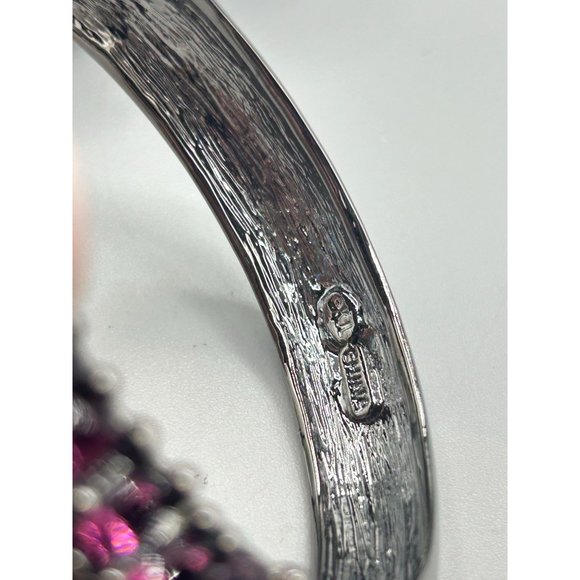 KJL Bangle Bracelet Hot Pink Fuchsia Crystals Clamper Bracelet Kenneth Jay Lane - Picture 6 of 9